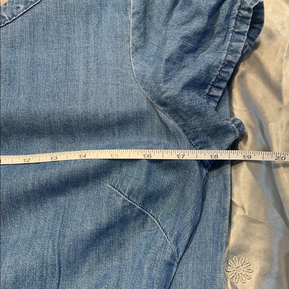 🌹Vintage Banana Republic • Light Blue Denim Short Sleeve Mini Dress - Picture 9 of 10